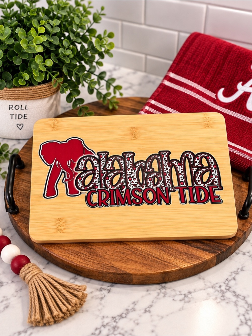 Alabama Crimson Tide Bamboo Cutting Board